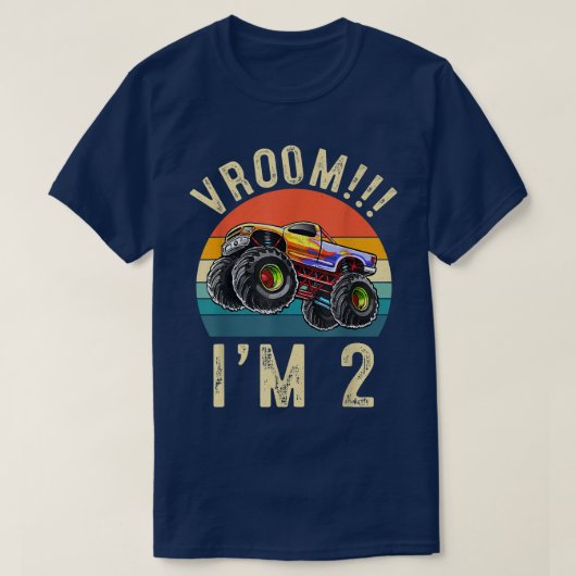 2歳の誕生日パーティー　トラック　自動車　ヴルーム Tシャツ (デザイン正面)