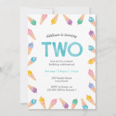 2歳の誕生日パーティー | レインボーアイスクリームの招待状 招待状 (正面)