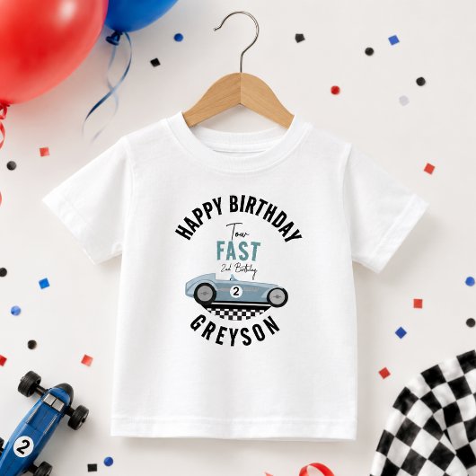 2歳の誕生日パーティー レーシングカーブラザー ベビーTシャツ
