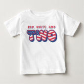 2歳の誕生日パーティー 愛国 アメリカ国旗 7月4日 ベビーTシャツ (正面)
