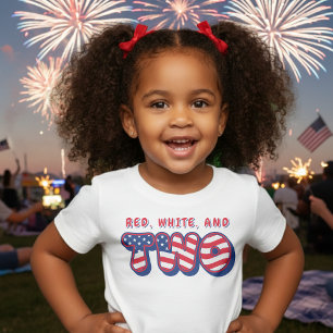 2歳の誕生日パーティー 愛国 アメリカ国旗 7月4日 ベビーTシャツ