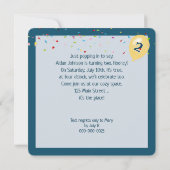 2歳の誕生日パーティー　紙を破いて顔を出すキリン 招待状 (裏面)