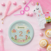 2歳の誕生日ピクニック、かわいいレトロスタイル ペーパープレート (パーティー)