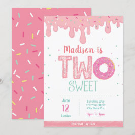2歳の誕生日ピンクドーナツ招待状 招待状