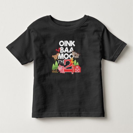 2歳の誕生日ファーム動物 トドラーTシャツ (正面)
