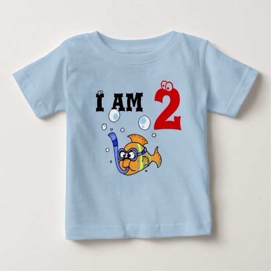 2歳の誕生日ボーイの贈り物(おもしろいフィッシュ)幼児用Tシャツ ベビーTシャツ (正面)