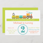 2歳の誕生日ボーイトレーン招待状 招待状 (正面/裏面)