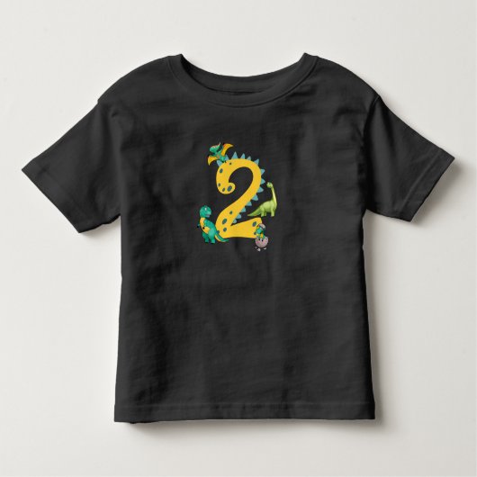 2歳の誕生日ボーイ恐竜トレックスディノ2歳 トドラーTシャツ (正面)