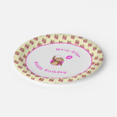 2歳の誕生日モンキーピンククリームパターン ペーパープレート (アングル)