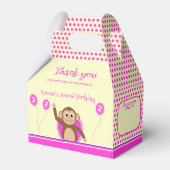 2歳の誕生日モンキーピンククリームパーティー フェイバーボックス (正面サイド)
