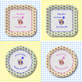 2歳の誕生日モンキーピンクバルーン ペーパープレート