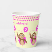 2歳の誕生日モンキーピンクバルーン 紙コップ (裏面)