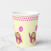 2歳の誕生日モンキーピンクバルーン 紙コップ (右)