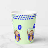 2歳の誕生日モンキーブルーバルーン 紙コップ (右)