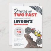 2歳の誕生日モンスタートラックのファーストバースデー 招待状 (正面)