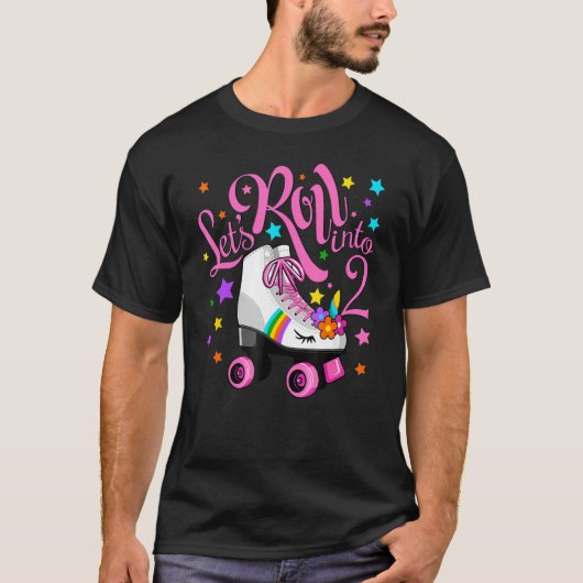 2歳の誕生日ユニコーンハロウィンローラースケート Tシャツ (正面)
