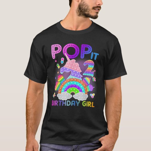 2歳の誕生日ユニコーンFidgetポップ・アートの It誕生日ガール2 Tシャツ (正面)