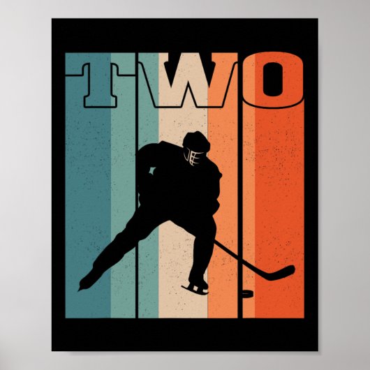 2歳の誕生日レトロアイスホッケー2歳の男の子 ポスター (正面)