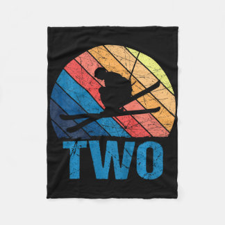 2歳の誕生日レトロスキースキー2歳の男の子の女の子 フリースブランケット
