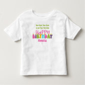 2歳の誕生日ワンダーフル1日キャンドルカラフルガール トドラーTシャツ (正面)