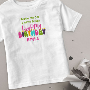 2歳の誕生日ワンダーフル1日キャンドルカラフルガール トドラーTシャツ