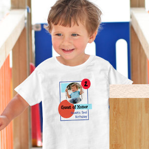 2歳の誕生日主役のためのカラフルなカスタムフォトTシャツ トドラーTシャツ