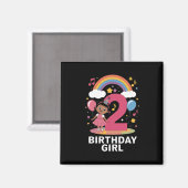 2歳の誕生日女の子かわいい2歳の誕生日 マグネット (正面/裏面)