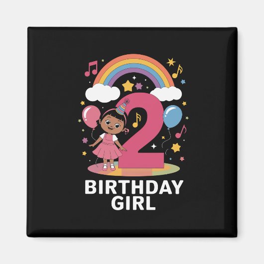 2歳の誕生日女の子かわいい2歳の誕生日 マグネット (正面)