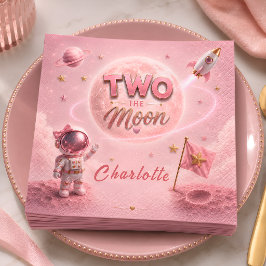 2歳の誕生日女の子スペース スタンダードカクテルナプキン