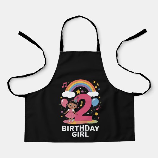 2歳の誕生日女の子 かわいい2歳の誕生日 エプロン (正面)