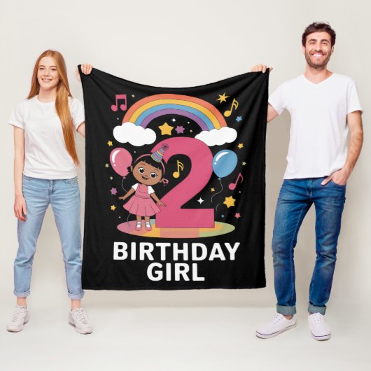 2歳の誕生日女の子 かわいい2歳の誕生日 フリースブランケット (インサイチュ)