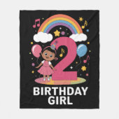 2歳の誕生日女の子 かわいい2歳の誕生日 フリースブランケット (正面)