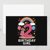2歳の誕生日女の子 かわいい 2歳の誕生日 招待状 (正面/裏面)