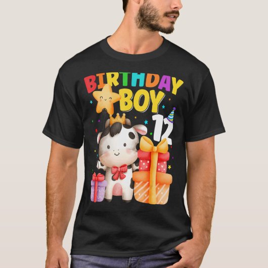 2歳の誕生日少年12thカウファーム動物の日 tシャツ (正面)