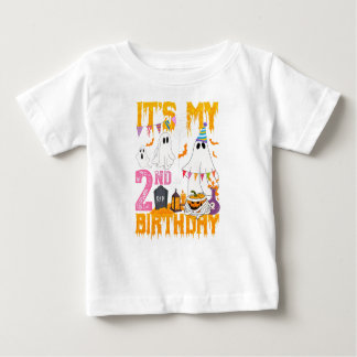 2歳の誕生日幽霊カボチャハロウィーンの衣装 ベビーTシャツ