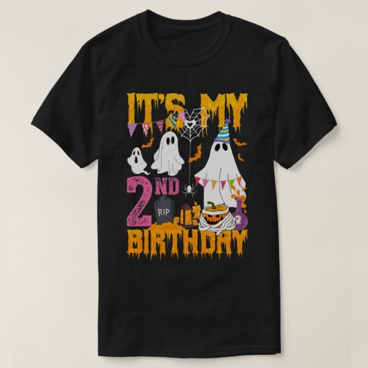 2歳の誕生日幽霊カボチャハロウィーンの衣装 Tシャツ (デザイン正面)
