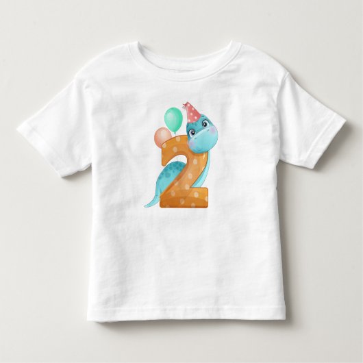 2歳の誕生日恐竜 トドラーTシャツ (正面)