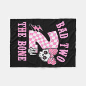 2歳の誕生日悪い子チェック柄 フリースブランケット (正面(横))