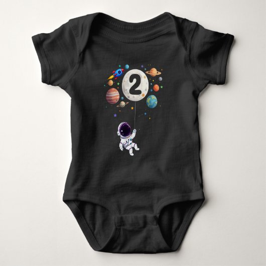 2歳の誕生日惑星宇宙飛行士2歳 ベビーボディスーツ (正面)