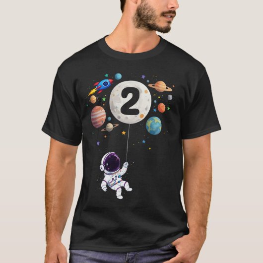 2歳の誕生日惑星宇宙飛行士2歳 Tシャツ (正面)