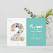 2歳の誕生日男子 数字2 カスタム写真コラージュ 招待状 (スタンド正面)