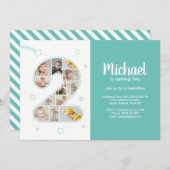 2歳の誕生日男子 数字2 カスタム写真コラージュ 招待状 (正面/裏面)