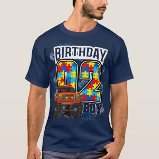 2歳の誕生日自閉症ラブモンスタートラックP Tシャツ
