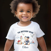 2歳の誕生日航海のセーラーかわいいクマの男の子の名前 トドラーTシャツ