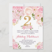 2歳の誕生日2人目の美しいフローラ招待状、 招待状 (正面)