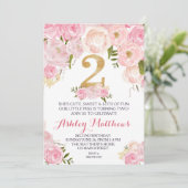 2歳の誕生日2人目の美しいフローラ招待状、 招待状 (スタンド正面)