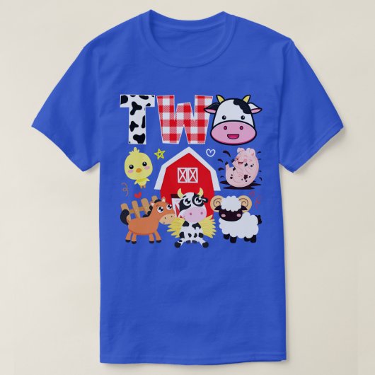 2歳の誕生日2歳のファームテーマ動物誕生 Tシャツ (デザイン正面)