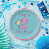 2歳の誕生日、お誕生日おめでとう、女の子 ペーパープレート (パーティー)