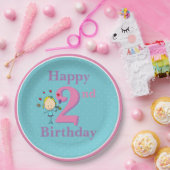 2歳の誕生日、お誕生日おめでとう、女の子 ペーパープレート (パーティー)