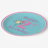2歳の誕生日、お誕生日おめでとう、女の子 ペーパープレート (アングル)